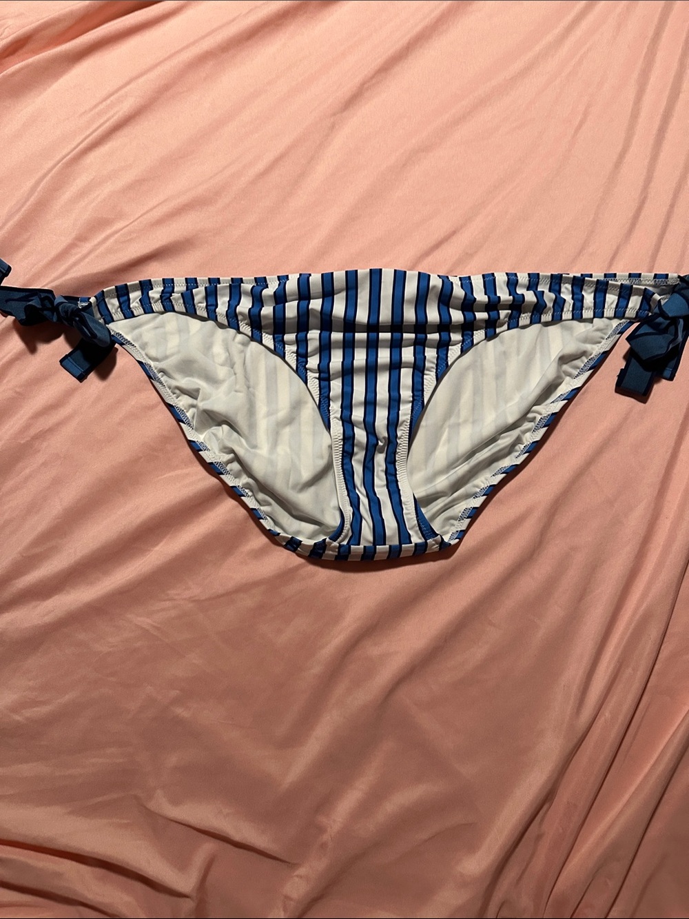 J. Crew Blue and White Striped Tie-Side Bikini Bottoms